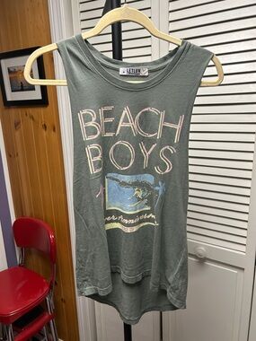 Nwot LetLuv Green Beach Boys Graphic Muscle Tee